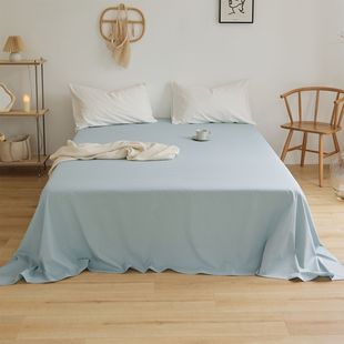 Plain color small fresh bed sheet bed hat pillowcase single piece Japanese simple solid color 40 cotton washed cotton quilt cover single product