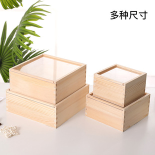 Solid Wood Glass Lid Pull-out Storage Box Eternal Flower Wooden Box Wedding Return Gift Wooden Box Souvenir Storage Gift Box