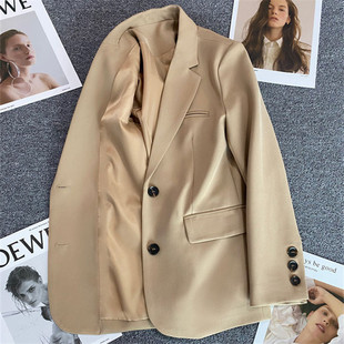 Brown suit jacket women's Korean-style loose straight temperament slimming 2023 Spring and Autumn new small suit jacket