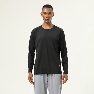 Cross-border New High-elastic Naked Sports Running T-shirt Men's Autumn and Winter Quick-drying Long-sleeved Iron-rolled Training Fitness Clothes Top