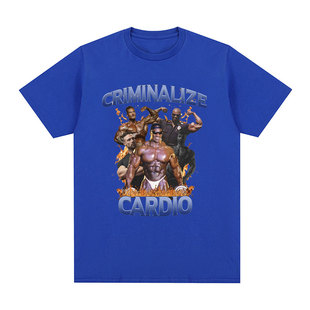 Criminalize Cardio Meme Graphic T Shirt Gym Fitness Vintage