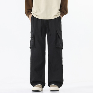 LKTM Men's Wear# American Style Retro Outdoor Functional Style Overalls Men's Fashion Brand Drawstring Loose Wide Leg Charge Pants