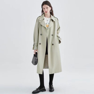 2023 new windbreaker Women's Mid-length overcoat small British style coat spring and autumn