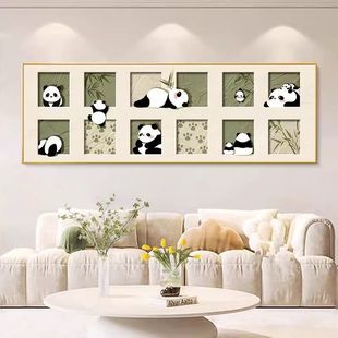 Fresh Panda Living Room Decorative Mural Master Bedroom Children's Room Bedside Hanging Picture Cream Style Sofa Background Wall