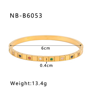 Europe and the United States INS wind titanium steel inlaid zircon bracelet cross-border retro wide edge full diamond plated 18K real gold irregular bracelet for women