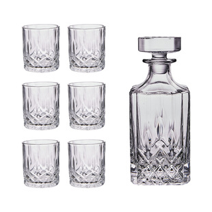 Factory wholesale crystal glass diamond pattern whiskey glass wine glass wine bottle wine bottle color Pearl cotton gift box
