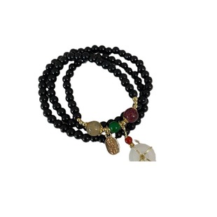 National style safety buckle imitation jade bracelet hand-woven bracelet Persimmon Ruyi stitching Pearl all-match girlfriends bracelet