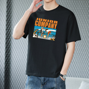 Short-sleeved T-shirt Men's Summer Thin Round Neck Loose Trendy Brand American-style Printed All-match Half-sleeved Top Base-layer Shirt T-shirt