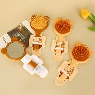 Color independent roll comb with mirror supply curly comb blow straight hair bangs pear flower head inner buckle modeling cylinder batch