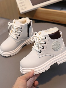 Children's Martin Boots Boys and Girls Ankle Boots Winter Women's Treasure Boots Autumn and Winter fleece-lined Baby Yellow Boots British Leather Boots