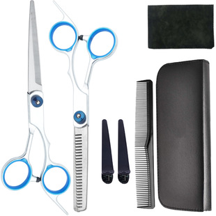 Factory wholesale Barber scissors 6 inch stainless steel scissors set flat cut teeth scissors beauty scissors cross-border hairdressing scissors
