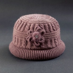 Autumn and winter middle-aged thick wool hat old lady fisherman hat children plus velvet warm grandma knitted hat wholesale