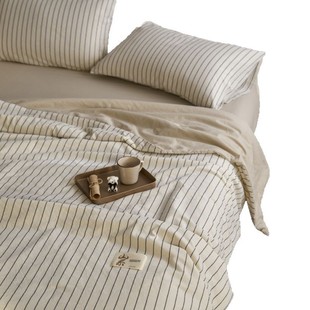 Class A unprinted wind cotton yarn-dyed water-washed cotton summer quilt four-piece set simple pure cotton four-season quilt air-conditioning quilt spring and autumn quilt