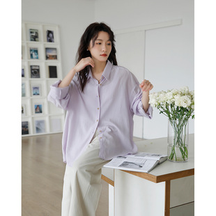 Real Shot Purple Tencel Shirt Women's Long-sleeved Outer Cardigan 2025 Spring and Summer New Loose Thin Sun Protection Jacket