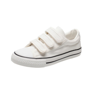 White Shoes Women's Summer Flat Single-layer Shoes Student Canvas Shoes Breathable Men's Cloth Shoes Youth Board Shoes Couple Velcro