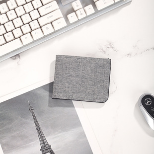 Men's short canvas wallet wallet men's zipper wallet men's denim new men's non-standard ultra-thin
