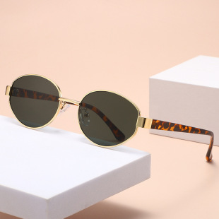 Oval sunglasses new female metal net red street photo sunglasses retro cross-border net red photo sunglasses wholesale