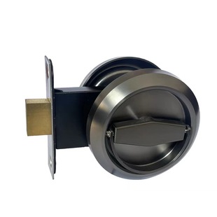 Stainless Steel Hidden Embedded Door Lock Black Thickened Toilet Invisible Door Round Pull Ring Lock Hidden Handle Lock