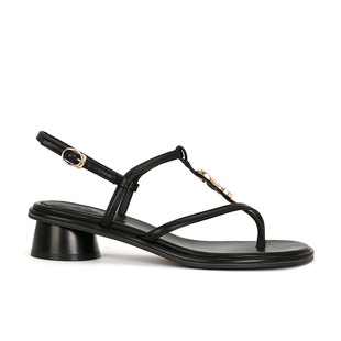 [Su Yinyin Same Style] Beautiful ~ French Retro Metal Buckle Cross Belt Chunky Heel Holiday Sandals for Women in Summer