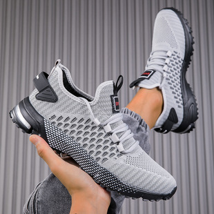 40-48 European and American Cross-border plus size Flying Weaving Breathable Mesh sneaker Men's Lightweight All-match Breathable Running Shoes