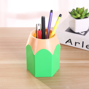 School season simple pencil-shaped stationery storage container desktop student office supplies color plastic storage pen container