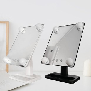 360 degrees square desktop makeup mirror with bulb Professional Beauty Mirror dormitory intelligent fill light desktop dressing led mirror