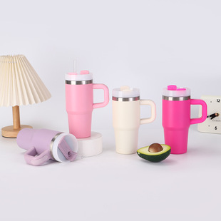 Cross-border 14oz mini car cup 304 stainless steel vacuum thermos cup with handle outdoor portable suction cup
