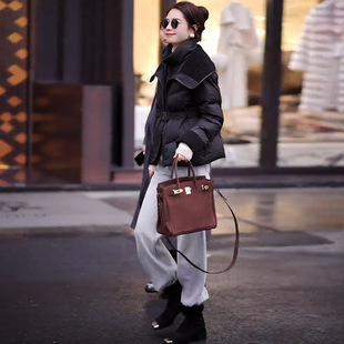 Fashion Short Down Jacket Women's 2024 Winter New Arrival Foreign Elegant Slim-fit Waist Laps White Duck Down Warm Jacket