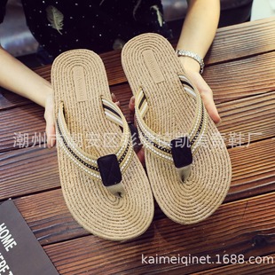 2024 new trend national style men's Thailand travel outdoor rubber anti-slip bottom flip-flops shoes manufacturers wholesale