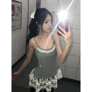 Pure Desire Lace Stitching Camisole Women's Spring and Autumn Interior Design Beautiful Back Sleeveless Hot Girl Sexy Bottoming Top