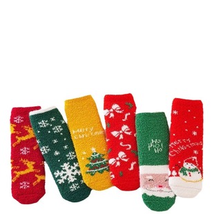 2023 Winter thick warm baby socks long over the knee Christmas baby socks cute cartoon gift box children socks