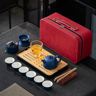Dehua Ceramic Tea Set Coarse Pottery Business Travel Tea Set suit Outdoor Kung Fu Tea Set Enterprise Annual Meeting Accompanying Ceremony