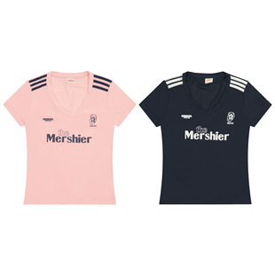 2024 New American Style Retro Three-bar Letter Sports Short-sleeved V-neck T-shirt Women's Summer Spice Girls Slim-fit Short Top