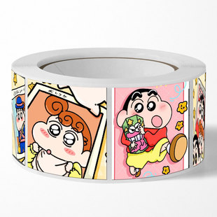 Painted crayon small new sticker whole roll creative ins decorative hand account paste card seal paste roll roll paste 500 pieces