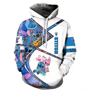 2023 Spring and Autumn Hooded Sweater 3D Digital Printing Men's and Women's Fashionable Loose Casual Sweater