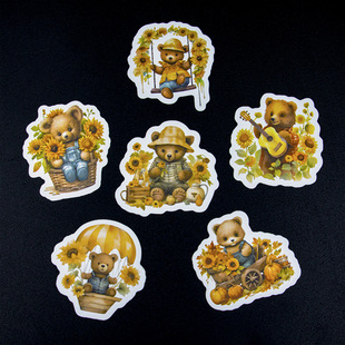 Custom Bear Cute Cartoon Sticker Bag Graffiti Decoration Children's Stationery Hand Account Sticker Sticker Customization