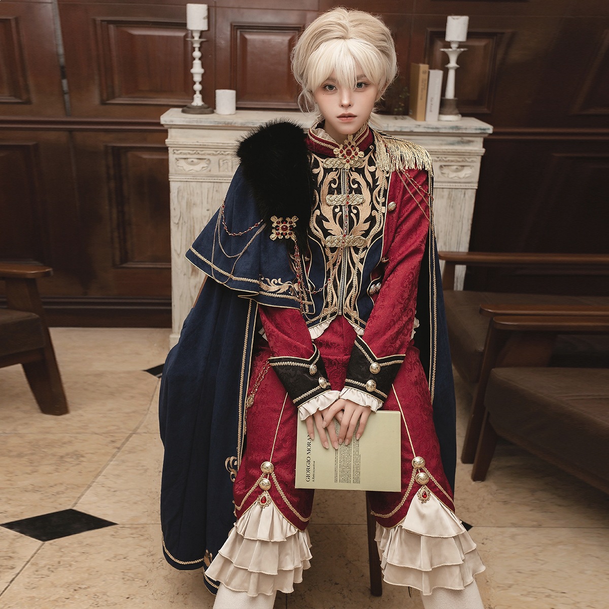2026 Xiong Doujiang Original Design Royal Glory Prince Outfit Lolita Women's Cape Top and Pants Set 7169