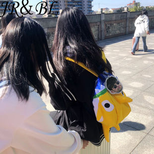 High School Shark Backpack Giant Teeth Cute Kindergarten Junior High School Student Schoolbag College Student Backpack Cartoon Funny Bag