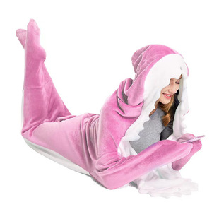 Factory Selling Shark Crossing Blanket Adult Super Soft Hoodie Sleeping Bag Nap Loose Hoodie Sleeping Bag