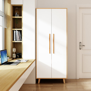 Cream-style White Small Wardrobe Modern Simple Economical Household Two-door Children's Simple Flat-open Storage Cabinet