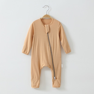Baby's one-piece clothes spring and summer long-sleeved baby's air-conditioning clothes newborn bamboo fiber hand-wrapped pajamas thin ha clothes climbing clothes
