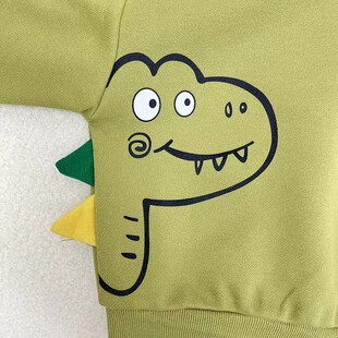 Boys' sweater spring and autumn clothing 2023 new children's autumn clothes round neck top dinosaur boys' autumn fried street clothes fashion