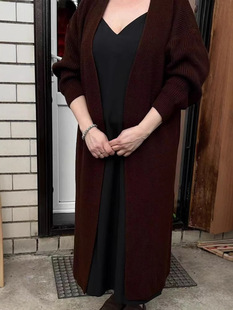 2025 Autumn and Winter Lazy Style New Knee-length Knitted Cardigan Loose Slim Thickened Sweater Coat Coat
