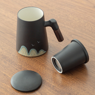 Wanli Mountain and River Ceramic Office Cup Yuanshan Glaze Painting Color Water Cup Business Accompanying Gift Tea Cup Father's Day Gift Box Cup
