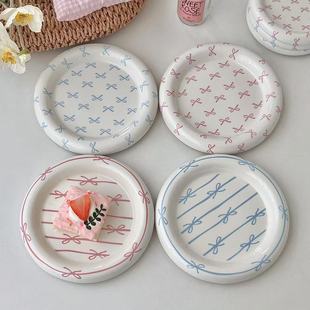 South Korea Ins Girl's Heart Bow Doodle Disc Creative Breakfast Dessert Cake Psta Plate Ddish Storage Plate