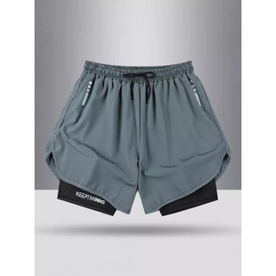 Men's Swimming Trunks Sports Double-layer Anti-embarrassment Quick-drying Breathable Shorts Swimsuit Beach Pants Three-point Running Pants