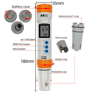 PH-200PH измеритель температуры с функцией автоматической калибровки pH ручка-тестер качества воды