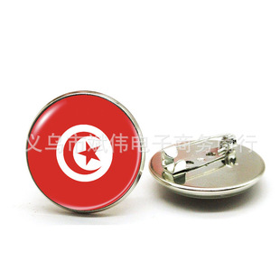 2022 Qatar Football World Cup Top 32 National Flag Time Gem Metal Brooch Badge Clothing Pin Wholesale