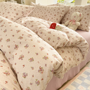 2025 New Cloud Sense Double-layer Yarn Bedding Four-piece Set Super Soft Naked Sleeping Grade Bed Sheet Quilt Cover Thickened Three-piece Set