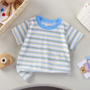Class A Pure Cotton Children's Wear Short-sleeved T-shirt Girls' Infant Summer Pure Color Cotton Printed Short-sleeved 100 Children's Class A T-shirt